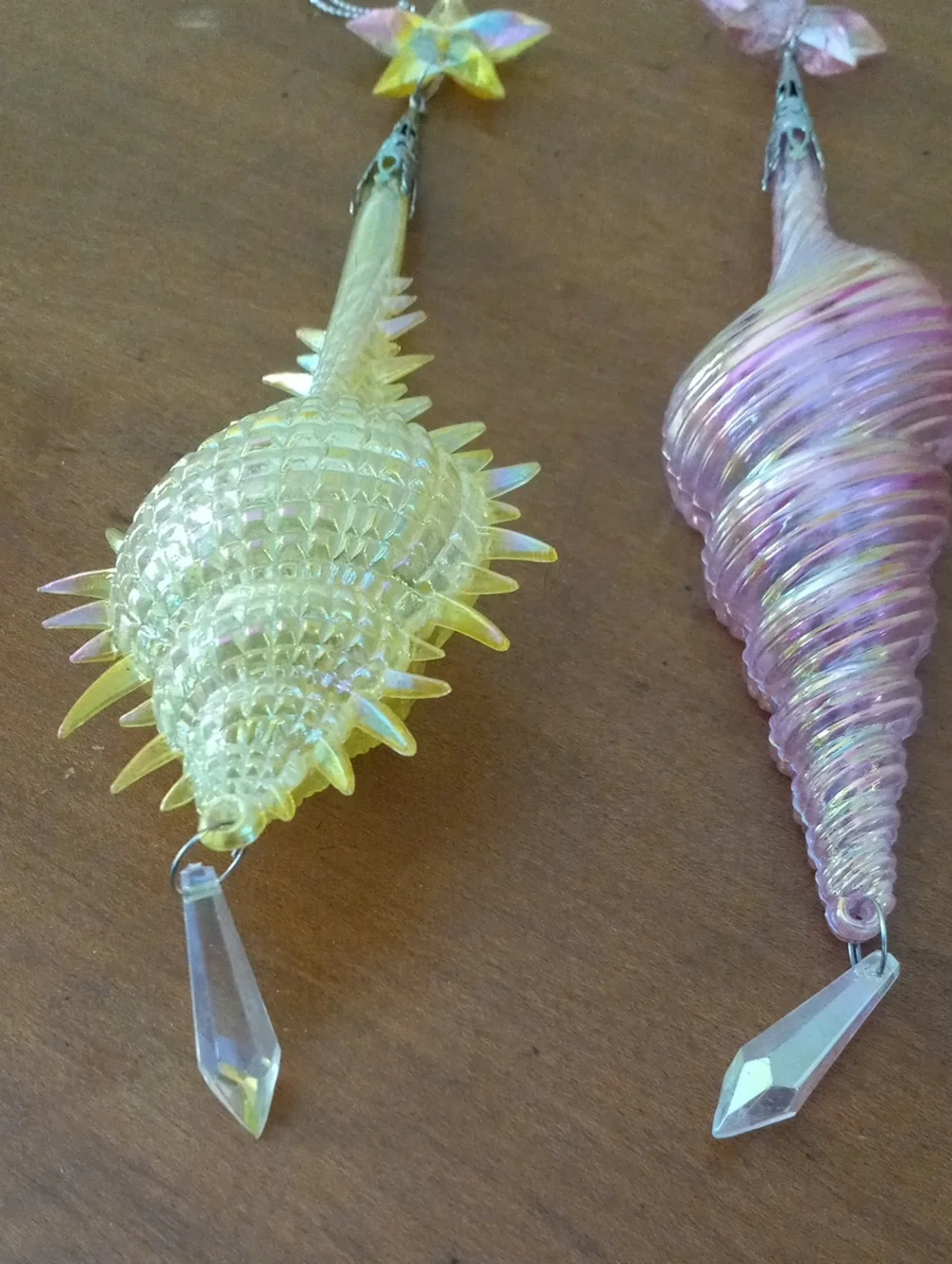 Kurt Adler Yellow and Pink Seashell Drop Holiday Ornaments — Set of 2